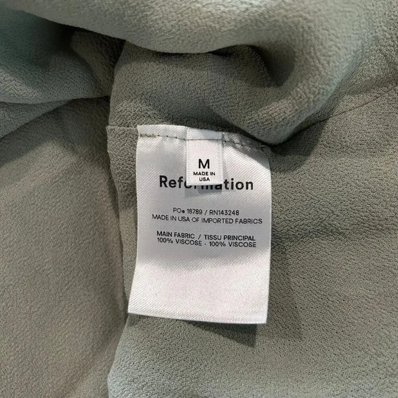 Reformation Adrienne Giana Dress Green Floral Mini Ruffle Relaxed Fit Size M - Picture 7 of 8